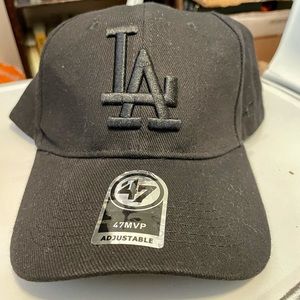 LA Dodgers 47 brand black on black adjustable baseball cap. unisex. NWT
